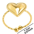 Verstellbarer goldener Edelstahlring in Herzform mit Hammerschlag-Textur und 1,7cm Durchmesser - Gold