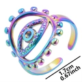 Detailansicht der Öffnung und des 1,7 cm Innendurchmessers des Evil Eye Ringes - Einstellbar Offen / Regenbogen