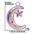Rainbow gradient moon and star charm detail with dimensions 2.4cm by 1.6cm - Pendant Only (No Chain) / Rainbow