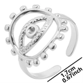 Detailaufnahme des Vintage Evil Eye Rings mit 1,7 cm einstellbarem Durchmesser - Einstellbar Offen / Silber