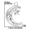 Detailed dimension guide for silver moon and star pendant in high-grade stainless steel - Pendant Only (No Chain) / Steel
