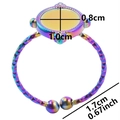 Detail view of adjustable iridescent ring with diamond texture and 1.7cm diameter - Rainbow
