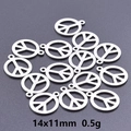 Detailed macro of 14x11mm stainless steel peace sign charms for jewelry making - Silver