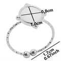 Detailed size chart for adjustable silver stainless steel twist ring with dimensions - Silver