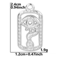 Silver evil eye rectangular charm with snake tassel in 2.4cm by 1.2cm size - Evil Eye Snake Style / Silver