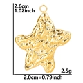 Detail of 18k gold plated star pendant with hammered texture and size dimensions - Gold Hammered Lava Texture Star Pendant (S1189) / Gold
