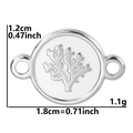 Silver stainless steel coral embossed connector charm with double holes for DIY jewelry - Steel