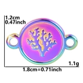 Iridescent stainless steel coral pendant connector with rainbow vacuum plating for DIY jewelry - Rainbow