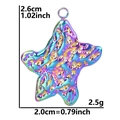 Iridescent star pendant dimensions 2.6x2.0cm with PVD coating and liquid metal texture - Rainbow Hammered Texture Star Pendant (S1189) / Rainbow