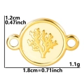 18k gold plated stainless steel tree charm with embossed coral pattern for DIY necklaces - Gold