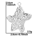 Detailed view of 2.5g silver star pendant with textured surface and size specifications - Hammered Wrinkled Star Pendant (S1189) / Steel