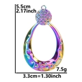 Dettaglio del pendente a goccia placcato oro 18 carati con strass colorati e misure reali - Multicolore (Solo Ciondolo)