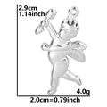 Polished cupid angel pendant measurements showing 2.9cm height and 2.0cm width specs - Silver Color Pendant