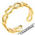 Detailweergave van gouden verstelbare hartring met de diametermaat van 1,7 cm getoond - Goud
