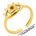 Detail of adjustable gold-tone evil eye ring with eyelash accents and 1.7cm diameter size - Gold