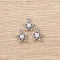 Three-piece set of silver star charms with white pearls and sparkling rhinestones - Silver Artificial Pearl Star / 5 Pieces