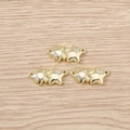 Golden double star charm with rhinestones and pearl for DIY bracelet making - Gold Double Star Connector / 5 Pieces