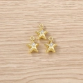Three gold-plated star pendants with rhinestones for DIY jewelry and necklaces - Gold Single Rhinestone Star / 5 Pieces