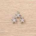 Three silver star charms with center crystal rhinestones for DIY jewelry making - Silver Single Rhinestone Star / 5 Pieces