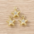Three-piece set of gold star-shaped charms with sparkling rhinestones for DIY jewelry making - Gold Engraved Star / 5 Pieces
