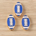 Blue and gold enamel football charms for DIY sports jewelry making in three-piece set - 10 Pieces Pack / Blue & White