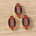 Enamel rugby ball charms in red and black alloy for DIY sports jewelry making - 10 Pieces Pack / Black Red