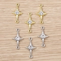Set of gold and silver four-pointed star charms with rhinestones for DIY jewelry making - Mixed Color Four-pointed Star Connector / 5 Pieces