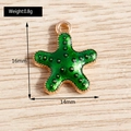 Detailed size view of a 16mm x 14mm green enamel starfish pendant weighing 0.8g - Green Starfish Enamel Style (YD506lvse)