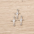 Set of 3 sparkling silver star pendants with small crystal zircons for DIY jewelry - Silver Irregular Four-Pointed Star / 5 Pieces