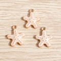 Detailaufnahme der Seestern-Emaille-Anhänger in Rosa und Gelb für DIY-Schmuckherstellung - Weiß Seestern Emaille Stil (YD506baise) / 10er Pack / Weiß