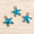 Zehnerpack cyanblaue Emaille-Seestern-Anhänger mit goldenen Metallakzenten für DIY-Schmuck - Blau Seestern Emaille Stil (YD506lanse) / 10er Pack / Blau