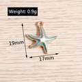 Detailed view of 19mm starfish charm with enamel inlay and size measurements - Blue Starfish Enamel Style (YD418lanse)