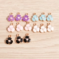 Pendentifs fleur de cerisier en alliage coloré avec perles pour création de bijoux DIY - Lot de 10 / Multicolore