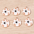 Lot de pendentifs d'Halloween en forme d'œil avec détails orange pour bijoux DIY - Oeil d'Halloween (1292) / Lot de 10 / Blanc