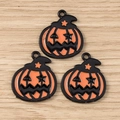 Enamel Halloween pumpkin charms with wizard hats for DIY jewelry and keychains - 10 Pieces Pack / Orange Black