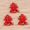 Detailed view of red spider charms with top holes for DIY jewelry and crafts design - 10 Pieces Pack / Red