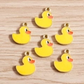 Set of 6 yellow cartoon duck charms made of enamel alloy for DIY jewelry making - Yellow