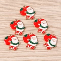 Vista detallada de 6 colgantes de Papá Noel esmaltados para crear joyas personalizadas - Paquete de 10 / Papá Noel Rojo