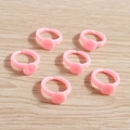 Adjustable pink plastic ring bases with flat pads for DIY handmade jewelry crafts - Pink DIY Ring Bases
