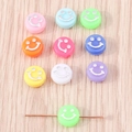 Perline rotonde colorate con faccina sorridente in acrilico per gioielli fai-da-te e hobby - Confezione da 100 / Smiley Argento Colorato (1343)