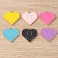 Colorful heart smiley face charms in enamel alloy for DIY jewelry and keychain making - 10 Pieces Pack / Multicolor