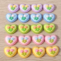 20pcs mixed color resin heart charms with tulip patterns for DIY jewelry making and crafts - Multicolor