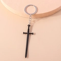 Porte-clés épée gothique en alliage avec émail noir sur fond de couleur pêche doux - Noir