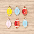 Colorful rugby ball enamel charms in gold alloy for DIY sports jewelry accessories - 10 Pieces Pack / Multicolor