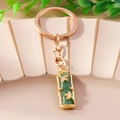 Elegante Chinese stijl sleutelhanger met jade bamboe en gouden blad op decoratie - Groen