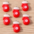 Set of 6 red resin Christmas glove charms with silver loops for DIY jewelry making - Red