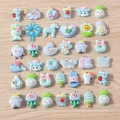 30pcs Mixed Macaron Resin Charms with Cartoon Animal and Fruit Shapes for DIY Jewelry Making - Blue