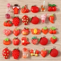 Mix of 28 colorful resin fruit and animal pendants for DIY bracelets and necklaces - 10 Pieces Pack / Red