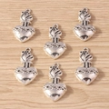 Set di 6 ciondoli vintage cuore sacro in lega d'argento con fiamme e spine per gioielli - Stile Sacro Cuore