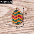 Detail showing colorful enamel Easter egg charms with weight 1.4g and dimensions 2.2x1.5cm - 10 Pieces Pack / Multicolor Horizontal Wave (YD1083)